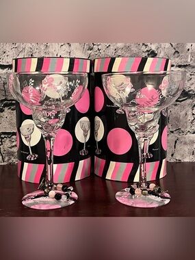 Lolita Hand Painted Margarita Glasses